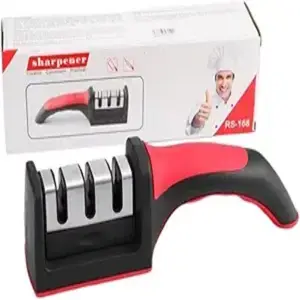Kitchen Knife Sharpening Tool - 4-in-1 Knife Sharpener with Non-Slip Base for Easy and Comfortable Grip, Polishing Blades, Scissors, Razor Sharp Blade for Efficient Sharpening Ceramic Machine Set