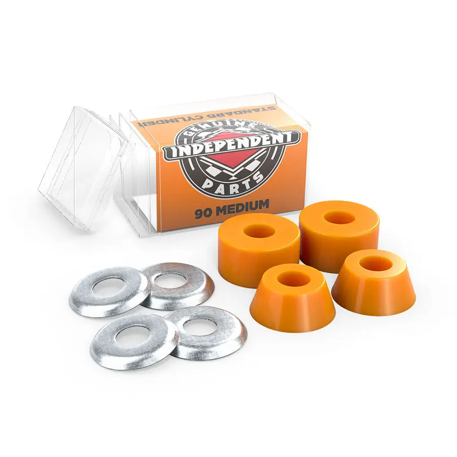 Men's Skateboard Gear 4 Sets - Medium 90a Cylinder Independent Trucks Stage 11 Genuine Parts, Orange Urethane Conical High Rebound Washers, Performance Suspension Components