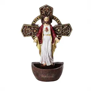 The Sacred Heart of Jesus Holy Water Font Religious Sacrament Wall Decor 6.75 inches