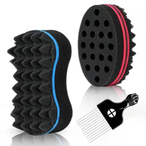 3Pcs Styling Tool Set - Curl Brush, Twist Sponge for Textured Locks, Metal Pick (Suitable for All Types)