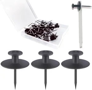 30 PCS Push Pins Picture Hangers Wall Hooks, Double Headed Thumb Tacks for Wall Hangings, Renter Friendly Decor Small Picture Frame Hangers for Drywall Cork Board Home Office Photo Decorations(Black)