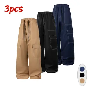 Men’s Street Vintage Style Multi-Pocket Cargo Pants – Durable Machine-Washable Fabric, Polyester with a Worn Finish, Suitable for All Seasons, Casual Outdoor Work Long Pants | Streetwear Cargo Pants | Functional Apparel
