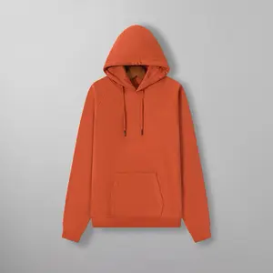 Luxe Essential Premium Fleece 1303 Orange Hoodie with Front Pocket and Drawstrings