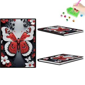 50-Page A5 Size 5D DIY Diamond Art Painting Notebook Kit 50 Pages Crystal Notepad Sketchbook Rhinestone Art Painting Notebook Kit for Adults Beginners Holiday Birthday Gift