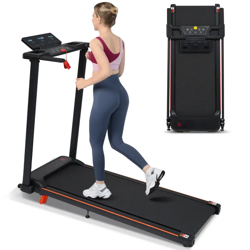 Bellemave Foldable Portable Walking Treadmill for Home - 3.0HP High Performance Home Fitness Machine, 8% Incline, Handle, 4 Adjustable Support Feet, 265lbs Capacity, Cooling Cardio Running Exercise Equipment
