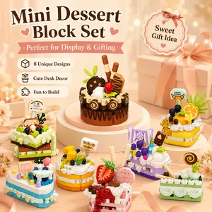 DIY Cake Construction Building Block Set, Creative Micro Brick Toy, Dessert Puzzle Toy, Assembly Toy, Classroom Activity, Stress Relief Desk Decor, New Toy Gift, Perfect Birthday Party Present for Kids Girls Boys Teens Adults & Toy Lovers Mini Food Model