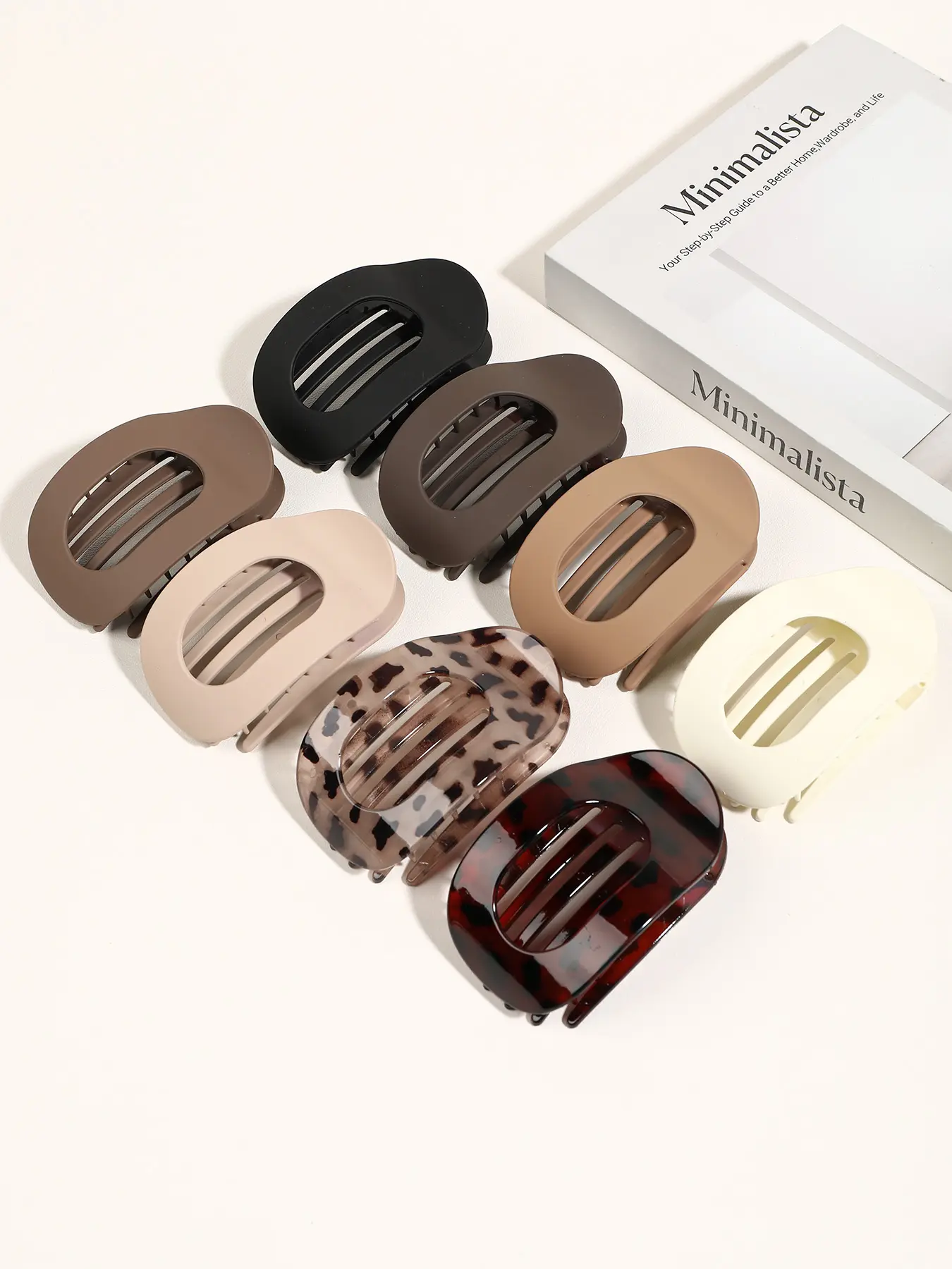 8pcs Medium Oval Claw Clips Non Slip Strong Hold Matte Hair Clamps Tortoise Shell Hair Styling Accessories Hair Style Accessory for Thick Thin Hair Aesthetic Fashion Hairpins Gift for Women Hair Claws Set