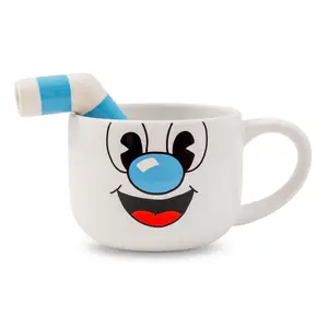 Cuphead Mugman Ceramic Coffee Mug and Straw | Holds 20 Ounces