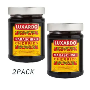 Luxardo The Original Maraschino Cherries (2PACK) Gourmet Italian Maraschino Cherries | Ideal for Cocktails and Desserts, 400g Jar