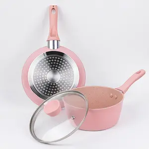 Non-stick Cookware Set, 3 Counts/set Including Frying Pan & Soup Pot & Lid, Kitchen Cookware Set for Gas Stove & Electric Stove, Nonstick Cookware Set Cooking Pans Set