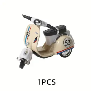 Retro Style Scooter Shaped Plastic Desktop Decor, Striped Indoor Outdoor Home Office Gift Decoration, No Battery Required