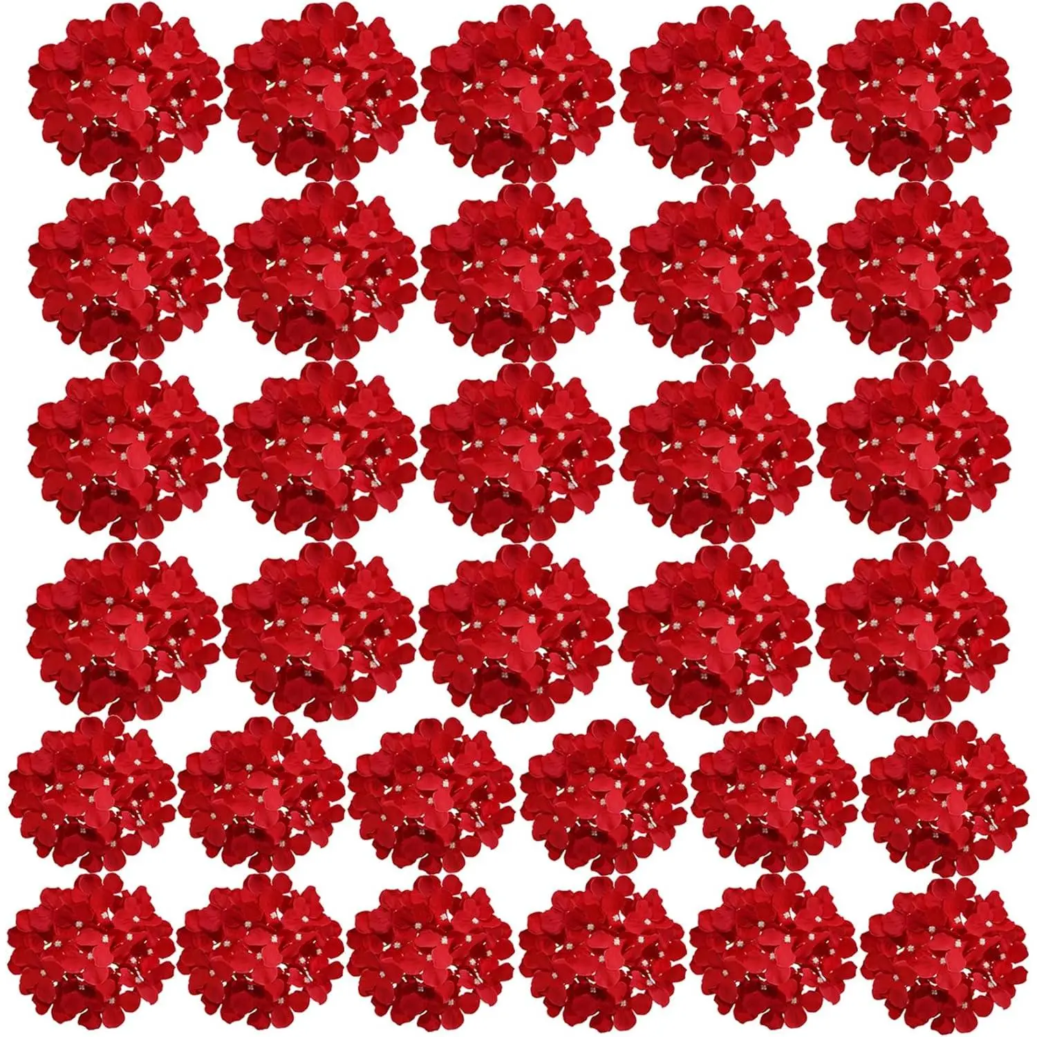 7 in Silk Fabric Plastic Decorative Hydrangea Artificial Flowers - 32 Pcs, No Stems, for Home Wedding Centerpiece Decoration (Red), Diy Arrangements