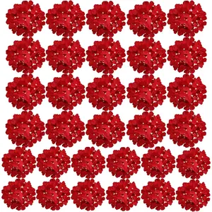 32 Pcs Silk Hydrangea Artificial Flowers Hydrangea Heads No Stems, Used for Home Wedding Party Decoration (Red)