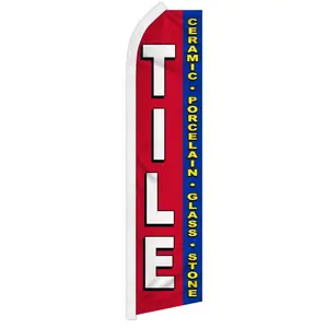 Large Size Polyester Super Flag - 11.5x2.5ft Wind-Resistant Curved Edge Tile Flag Banner, Home & Festive Party Backdrop Decoration