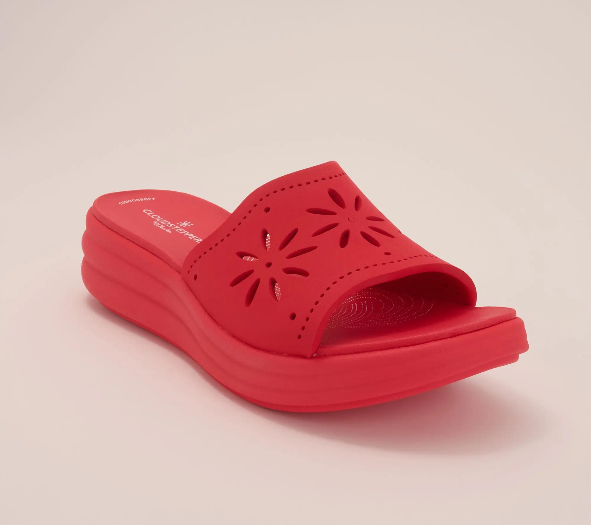 Clarks Cloudsteppers Perforated Slide Sandals -Drift Flora Clarks Cloudsteppers Perforated Slide Sandals -Drift Flora