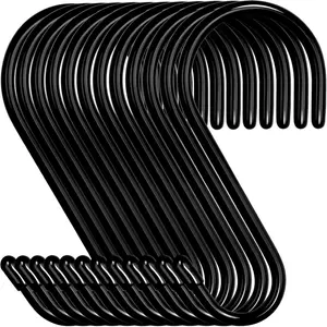12 Pack 4.5 Inch S Hooks Heavy Duty Vinyl Coated Closet Hooks, Non Slip Steel Hanging Hooks for Closet Organizer, Kitchen Pots Pans, Plants, Towels