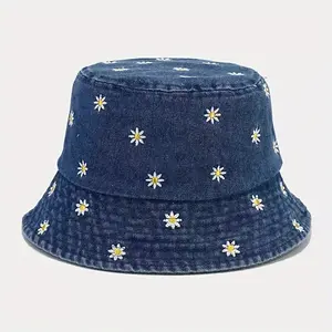 Unisex Vintage Washed Denim Bucket Hat, Fashionable Sun Protection Outdoor Fisherman Cap For Men & Women scandinavian summer hat