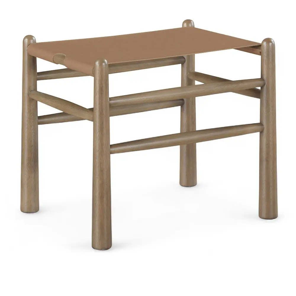 Meridian Furniture Santos Brown Vegan Leather Upholstered Stained Bench - Precision-Crafted, Captivating Design, Versatile Indoor Furniture, Ideal for Discerning Users, Gathering Focal Point, Exquisite Taste, Focal Point Of Gatherings
