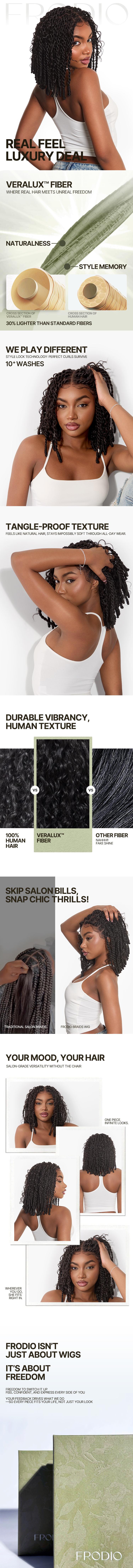 [New Arrival] Frodio Veralux™ Fiber 13x5 Lace Front Boho Knot Twist Bob Wig Synthetic Wig Boho Locs Beginner Friendly