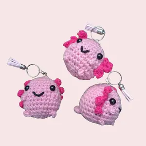 Minigurumi Axolotl Crochet Keychains, Mini Plushie Bag Charm, Kawaii Keychain, Small Plushie, Handcrafted Soft Keychain Charm, Yarn animal Keychain