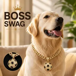 Dog Chain Diamond Collar Walking Metal Chain Necklace with Secure Buckle Pet Cuban Style Collar Jewelry Accessories for Small Medium Large Dog Cats