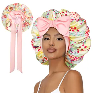 SeSe Code Store Satin Bonnet for Sleeping Silk Bonnet Double Layer Hair Bonnet with Elastic Tie Band for Curly Hair Night Bonnet