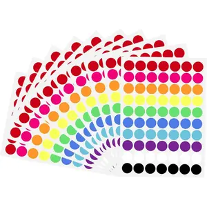 Dot Stickers, 3/4 In, Color Coding Labels, Round Colored, 10 Assorted Colors, for Toddler, Office, Student, Classroom, 70 Labels/Sheet
