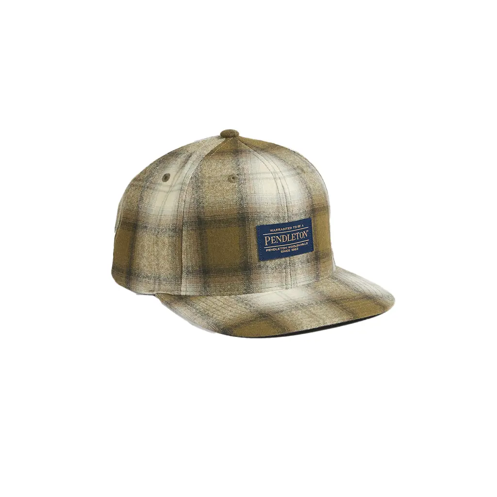 Pendleton Classic Plaid Wool Fabric Ball Cap - Olive Plaid, Water Resistant, Stain Resistant, Spot Clean, Adjustable Back, Flat Brim, Unisex Hat