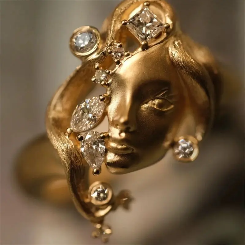 Antique Portrait Ring - A Unique Design By A Small-Scale Designer. An Artistic And Original Handmade Finger Ring Accessory. Ideal For Holiday Gifts, Party Gifts, Surprise Gifts, Or As A Romantic Gift For A Couple.