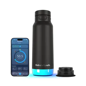 HidrateSpark PRO 2 Smart Water Bottle with App – 32 oz Insulated Stainless Steel Flask, Bluetooth Water Intake Tracker, Glows & Beeps for Hydration Reminder, Straw Lid, Apple Find My Compatible
