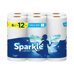 Sparkle Pick-A-Size Paper Towels, 6 Double Rolls (660 Sheets Total) - Strong 2-Ply Towels for Kitchen Cleanup and Everyday Messes
