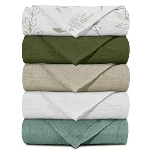 Muslin Receiving Blankets, Neutral Blanket Swaddling for Newborns, 5-Pack Breathable & Skin-Friendly Swaddle Wraps for Infants