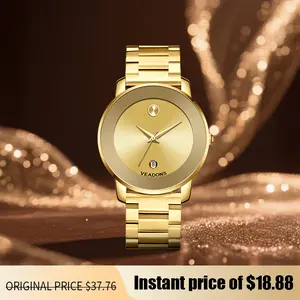 VEEDONS Elegant Men's & Women's Luxury Quartz Watch with Solid Stainless Steel Strap Water-Resistant Scratch-Resistant Minimalist Design Perfect for Daily Wear Business & Casual Outfits