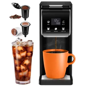 Coffee Maker Hot & Iced With Bold Setting,Single Serve Coffee Maker For K Cup And Grounds,52 Oz Removable Water Tank,6-14 Oz Brew Sizes,One Cup Kcup Coffee Machine With Reusable Filter, White