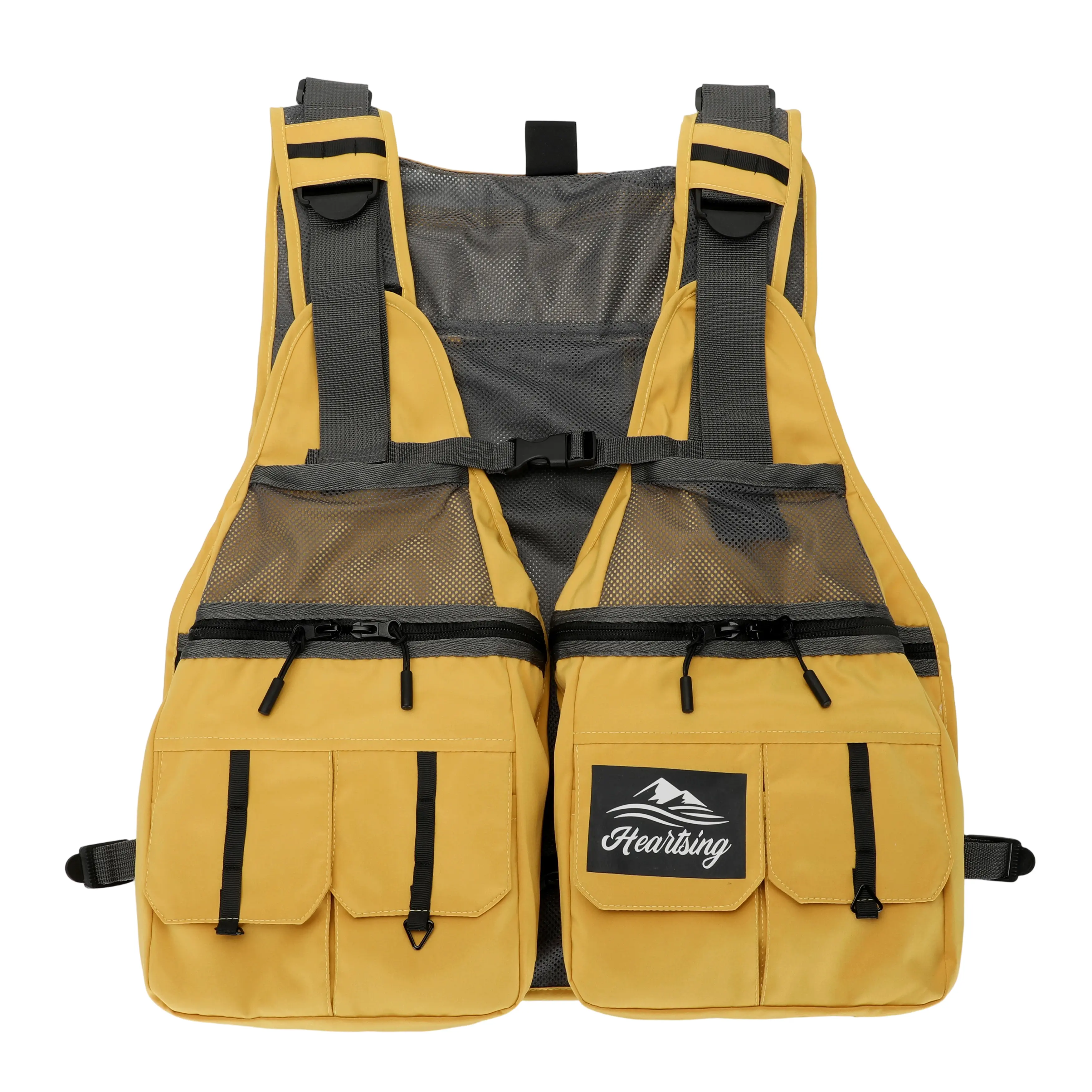 HEARTSING 8 Pocket Fishing Vest for Men Women, Breathable Mesh Tactical Utility Vest, Water Repellent Lightweight 12oz Adjustable Chest Rig for Fly Fishing Photography Hiking Camping, One Size