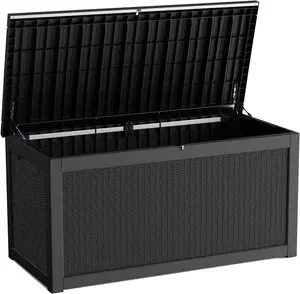 320-Gallon Outdoor Storage Box, Heavy-Duty Reinforced Resin Deck Box, Large Storage Bin with Lockable Lid, Waterproof Container for Patio Furniture, Garden Tools, Pool Accessories