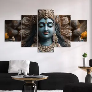 5 Counts Unframed Canvas Poster, Krishna Statue Poster, Exquisite Poster, Perfect Living Room Decoration, Modern Art, Fashion Family Poster, Wall Art Decoration, Odorless, Waterproof, Artwork