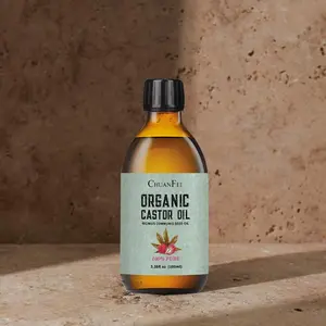 Organic Castor Oil 100ML Glass Bottle, Nourishing Oil, Premium Carrier Oil, Organic Healthy Ingredients No Fragrance, Suitable for Face Hair Skin Body Care