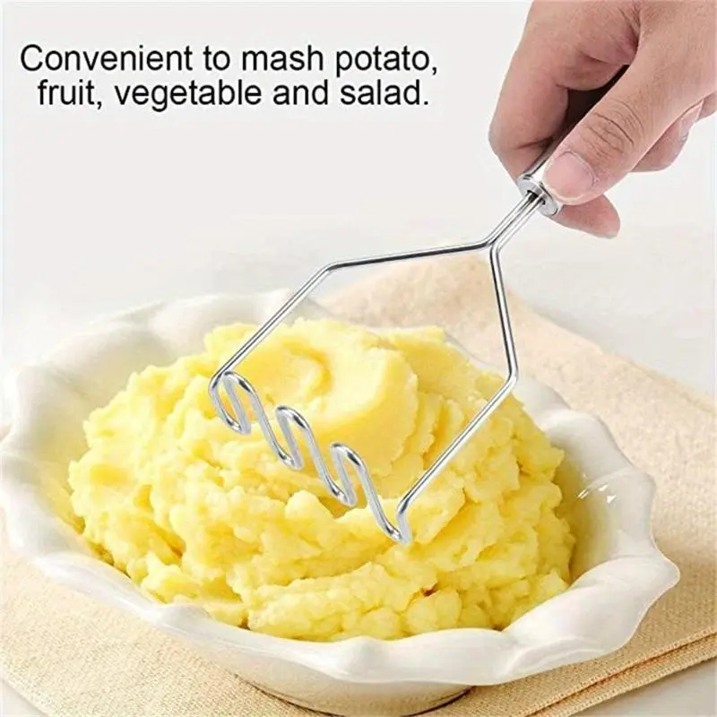 Stainless Steel Potato Masher, Wave Potato Masher, Potatoes Masher, Kitchen Gadgets Fruit Salad