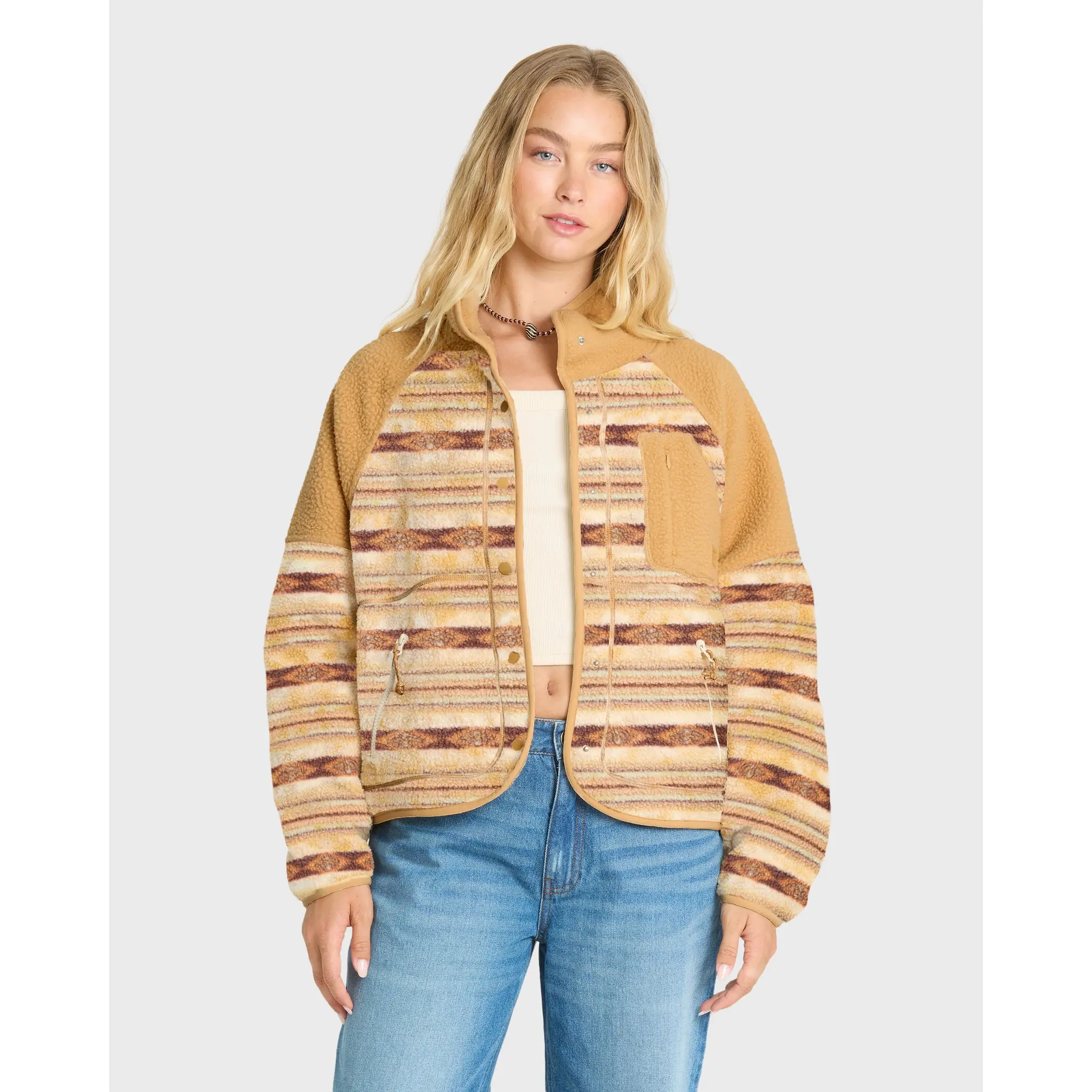 Popoyo Sherpa Full Zip Fleece Jacket - Curry Popoyo Sherpa Full Zip Fleece Jacket - Curry