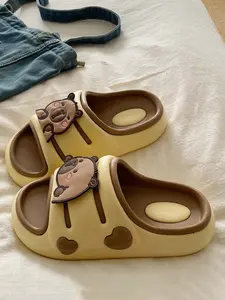 Women's Cute Cartoon Bear Design Slides, Casual Comfortable Home Slippers, Non-slip Soft Thick Sole Slippers for Indoor & Outdoor Wear, Girl