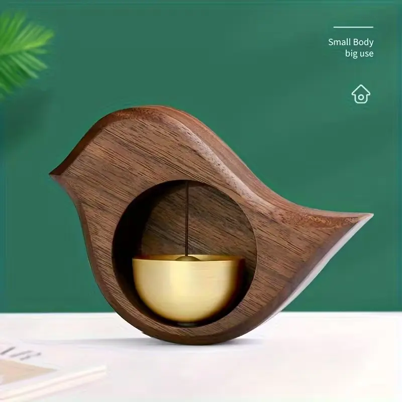 Japanese Style Wooden Refrigerator Door Copper Bell Magnetic Doorbell Gift, Natural Wood Wind Chime, Model Xinghao, Made in China