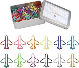 120 count Airplane Shape Paper Clips with Storage Box, 12 Colors, Funny Cute Paperclips Bookmarks Planner Clips for Fun Office Supplies College Gifts Wedding Decoration