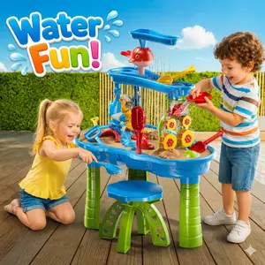 3-Tier Sand and Water Table, Kids Outdoor Play Toy Set for Summer Beach & Backyard Activities, Outdoor Kids Stuff, Christmas/Birthday Gift for Toddlers,summervibes