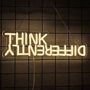 Think Differently Neon Sign for Wall Decor Letter Neon Light Classroom LED Neon Signs Classroom LED Neon Light for Classroom Office Study Room Library Bedroom Decoration