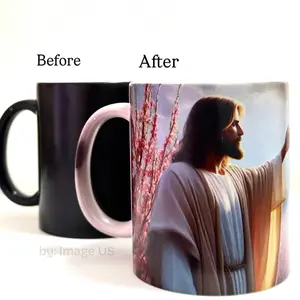 Jesus Heat Color Changing Mug 11 oz Ceramic Before & After Transformation Drinkware Reusable Washable