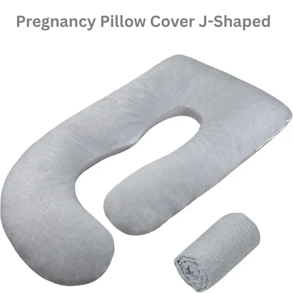 Pregnancy Pillow Cover J-Shaped, Super Soft Maternity Pillowcase with Zipper, Fits 55-58 Inch Pregnancy Pillows, Washable Replacement Cover for Pregnant Women Maternity Safety