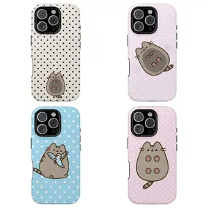 The Pusheen Cat Phone Case, Polka Dot Pastel Shockproof Case Cover | Cover for IPhone 17 16 15 14 13 12 SE Max Pro Samsung galaxy Ultra 21 22 23 24 25