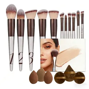 Makeup Set (11 Brushes+3 Sponges&Puffs) ； Free Tutorial for Beginners；Makeup brushes Set  1 Set  Multifunctional Makeup Brushes Makeup Tools for Women Cosmetics Brushes Set  Makeup Kits Cosmetics Kits  Concealer Brush