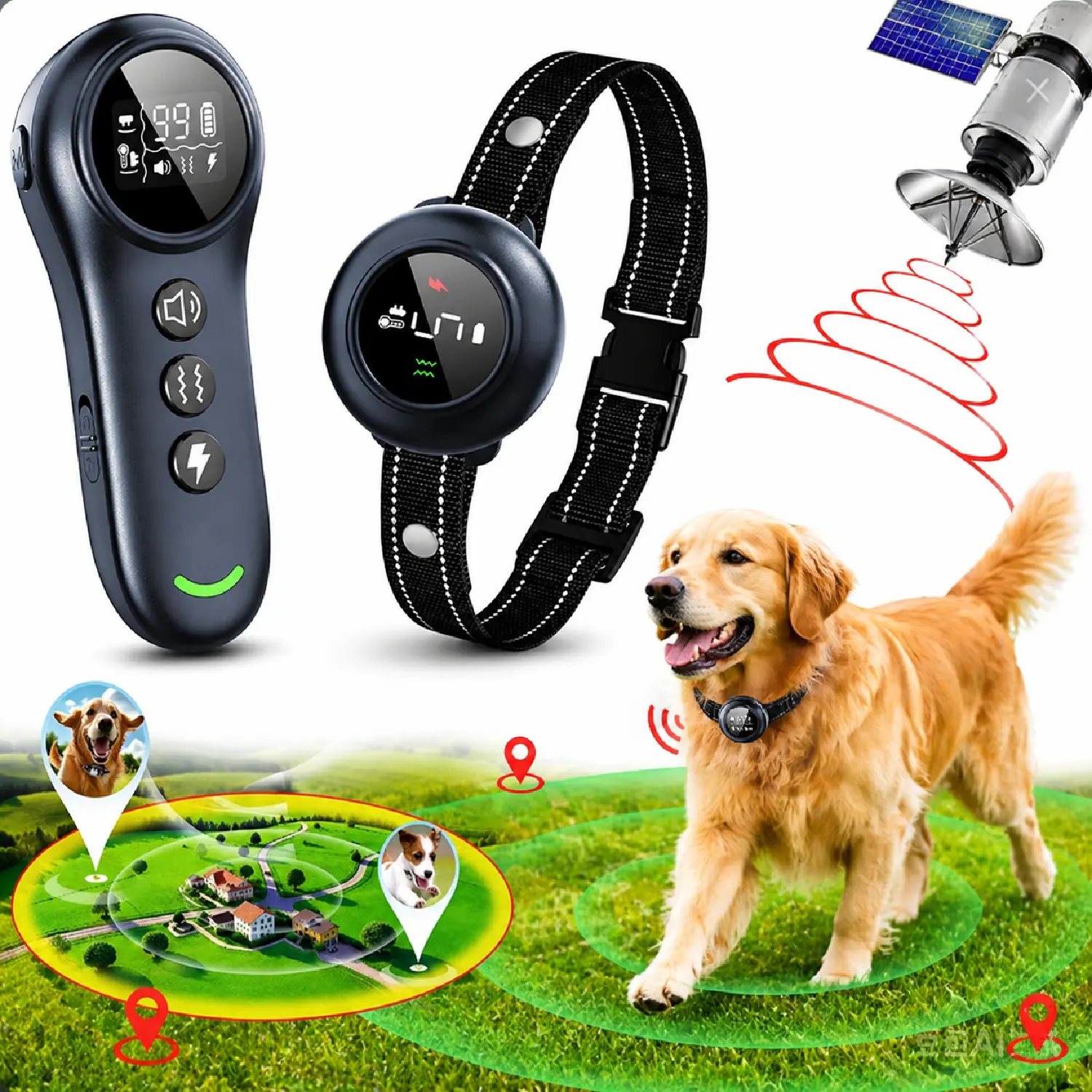 2-in-1 Automatic Dog Training & Bark Collar with Remote - 3300FT Range, 5 Sensitivity Levels, Shock/Vibration/Beep Modes, Waterproof E-Collar for All Dog Breeds